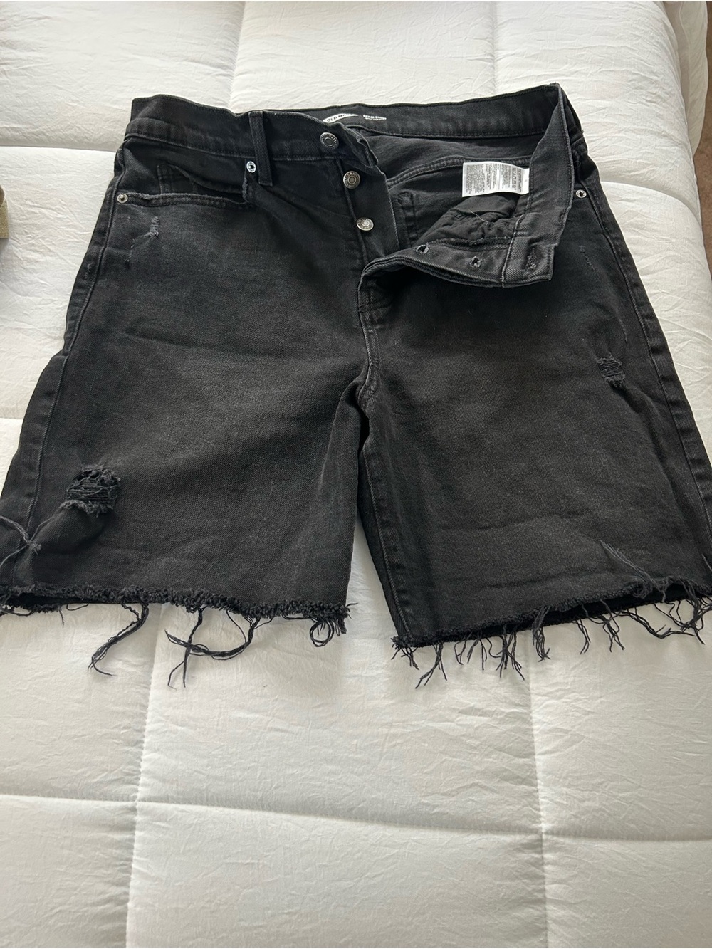 Old Navy Black Distressed Denim Bermuda Shorts
